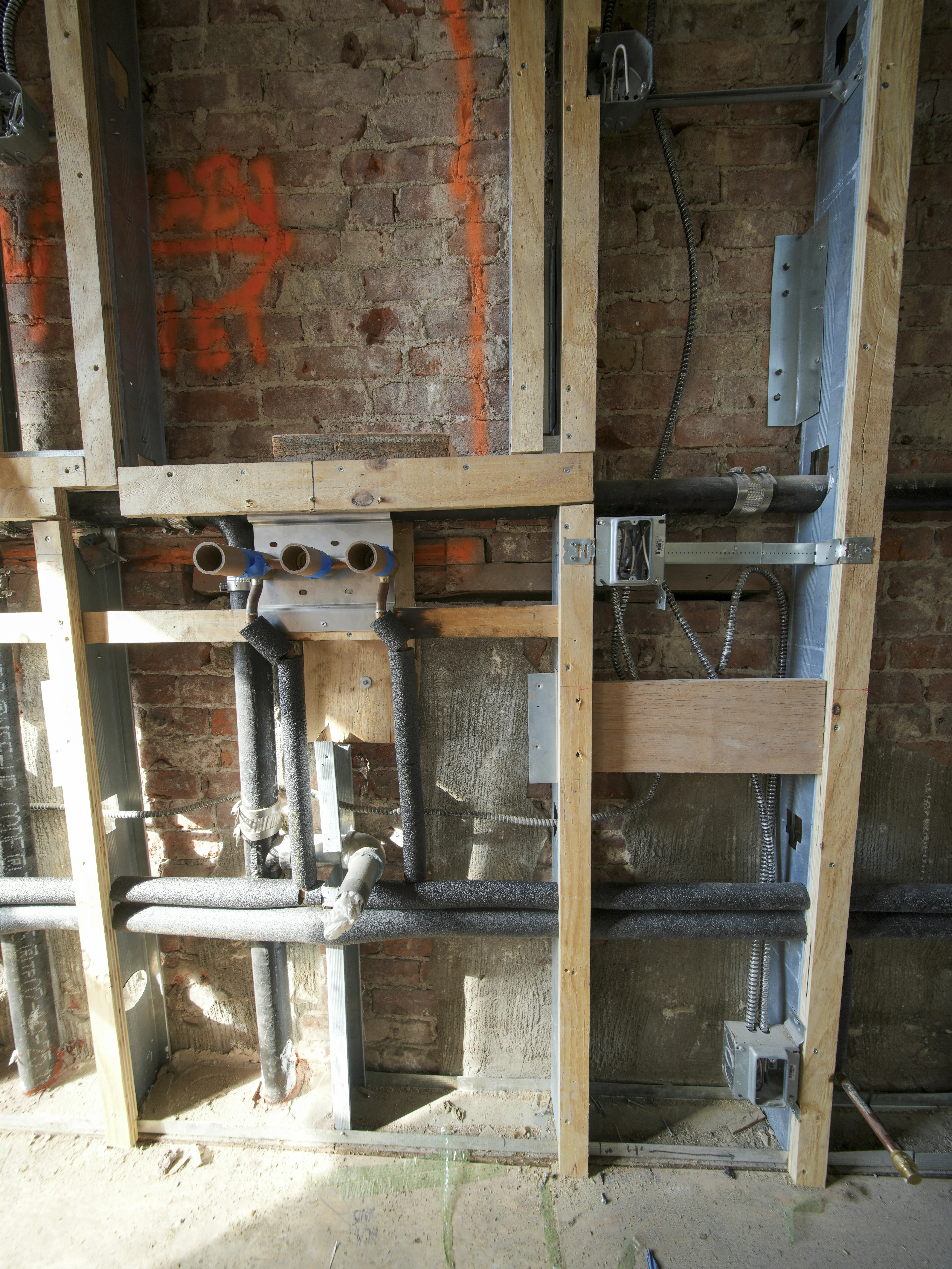 Construction site with framing